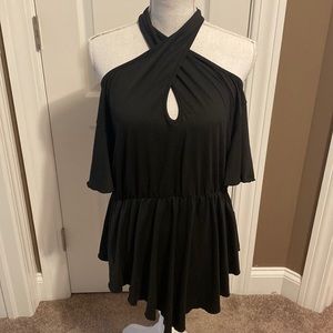 Shein Cinched Waist Open Shoulder Blouse ✨